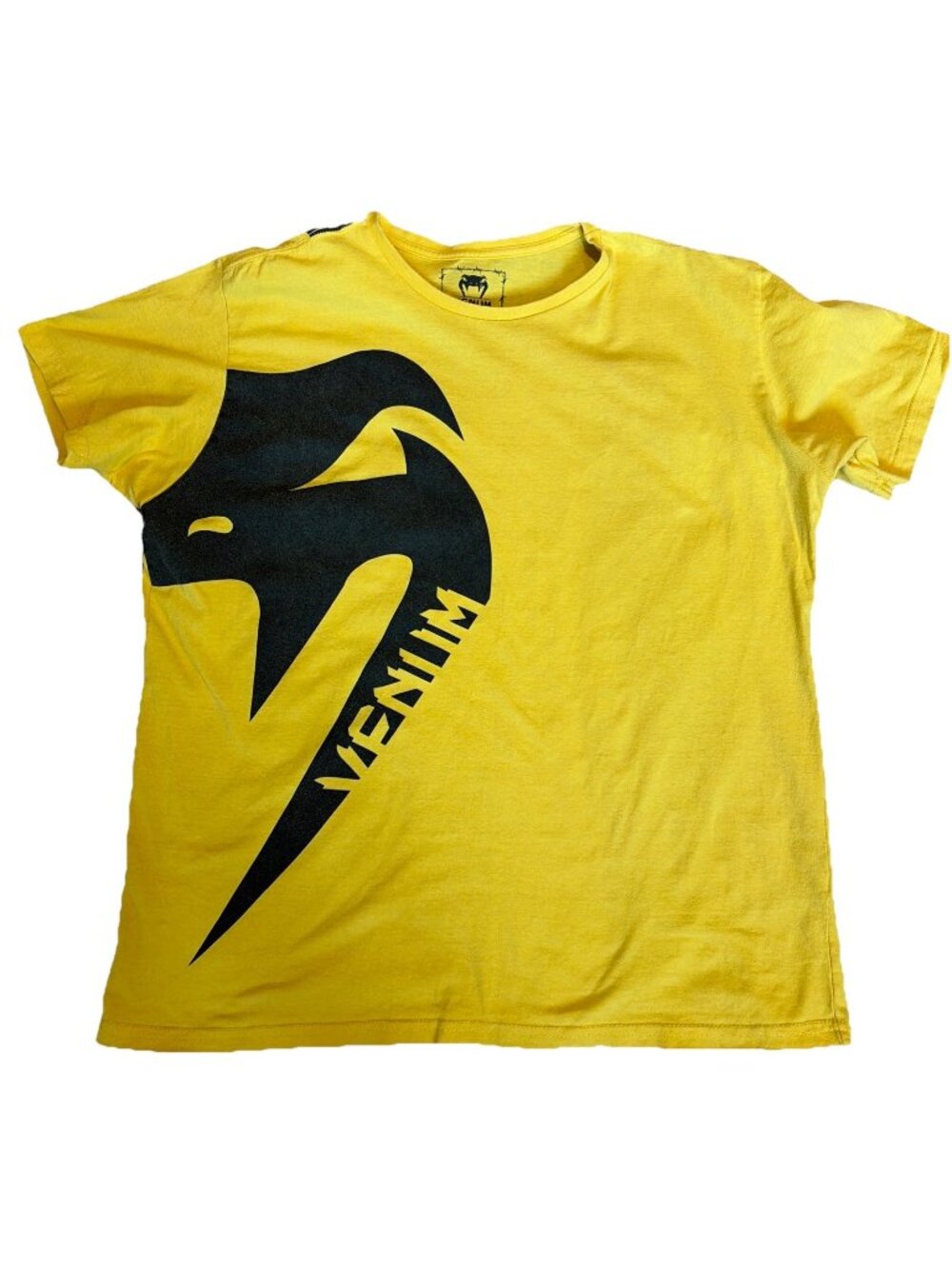 Venum MMA Giant T-Shirt Size XL Yellow UFC Snake Logo Double Sided RARE